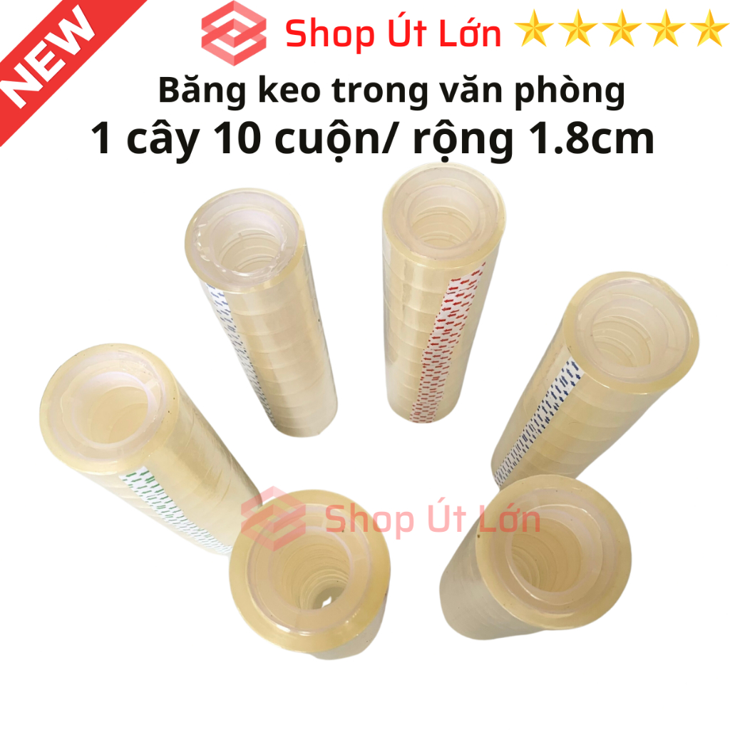 Băng keo trong văn phòng loại nhỏ, 1 cây 10 cuộn rộng 1.8cm, 10yard-13yard-15yard-18yard-20yard-25yard