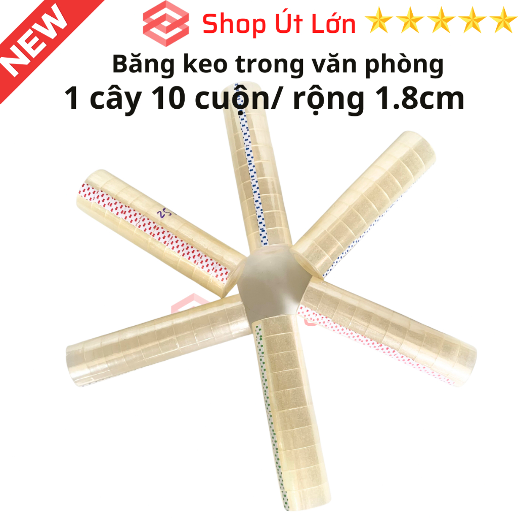 Băng keo trong văn phòng loại nhỏ, 1 cây 10 cuộn rộng 1.8cm, 10yard-13yard-15yard-18yard-20yard-25yard