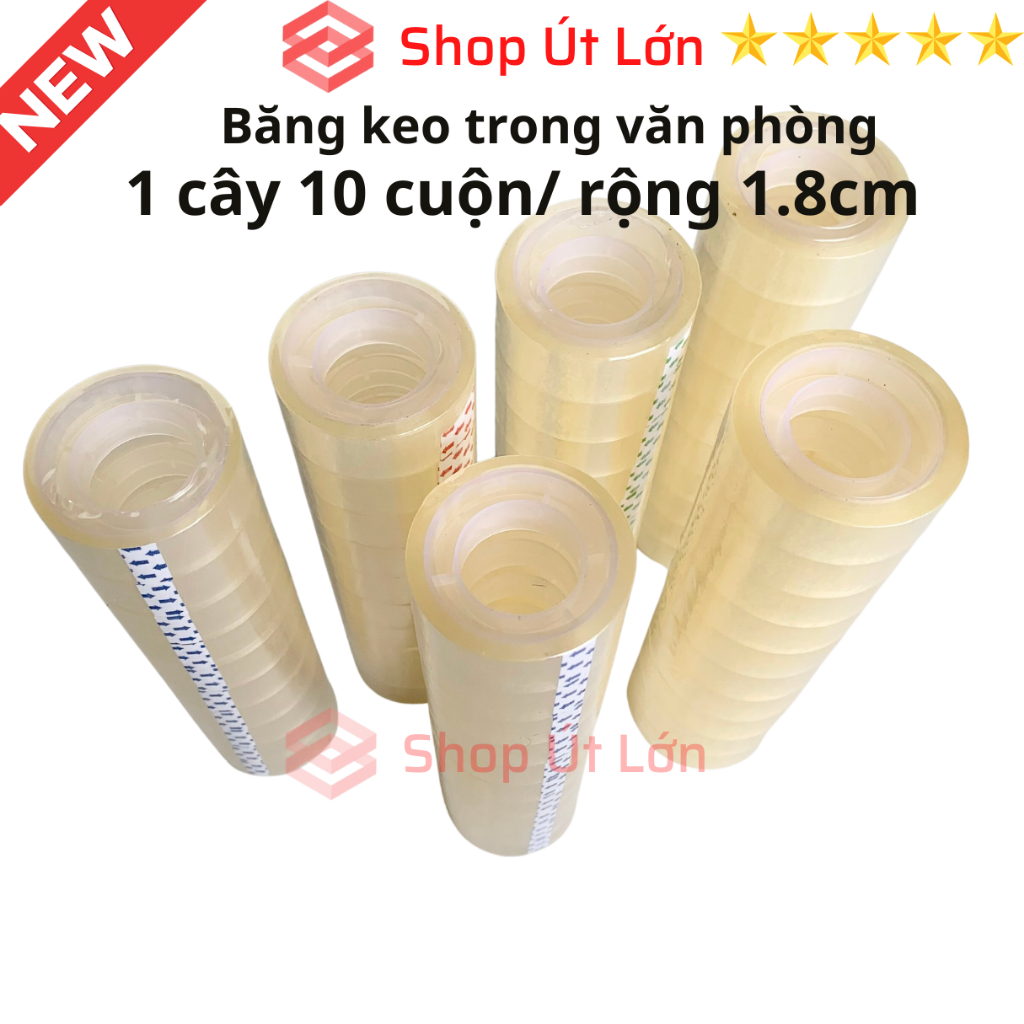 Băng keo trong văn phòng loại nhỏ, 1 cây 10 cuộn rộng 1.8cm, 10yard-13yard-15yard-18yard-20yard-25yard
