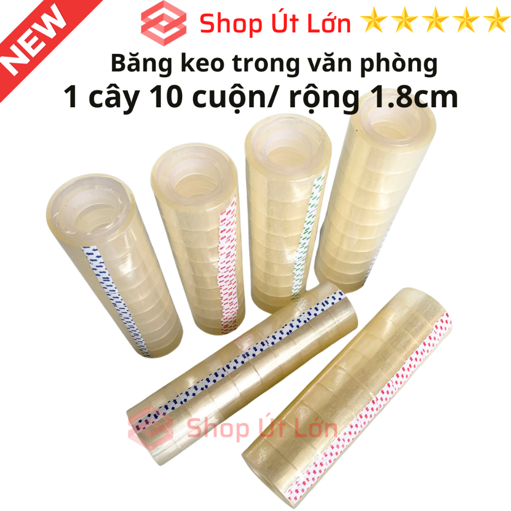 Băng keo trong văn phòng loại nhỏ, 1 cây 10 cuộn rộng 1.8cm, 10yard-13yard-15yard-18yard-20yard-25yard
