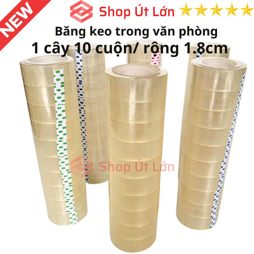 Băng keo trong văn phòng loại nhỏ, 1 cây 10 cuộn rộng 1.8cm, 10yard-13yard-15yard-18yard-20yard-25yard