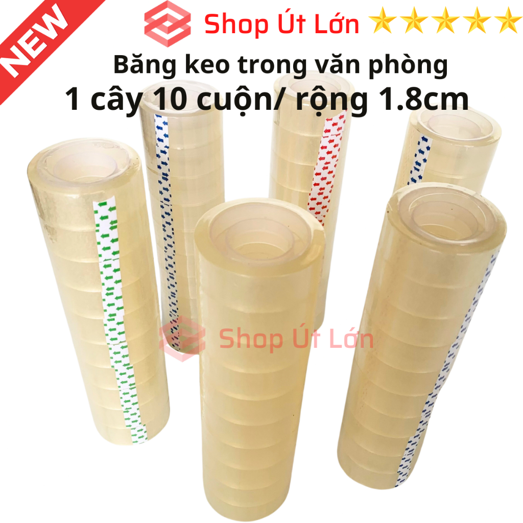 Băng keo trong văn phòng loại nhỏ, 1 cây 10 cuộn rộng 1.8cm, 10yard-13yard-15yard-18yard-20yard-25yard