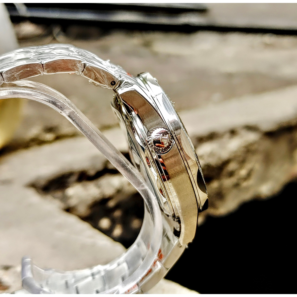 Đồng hồ Nam Omga 3kim mặt trắng dây cao đen, kim loại trắng máy nhật dòng cơ Automatic -40mm