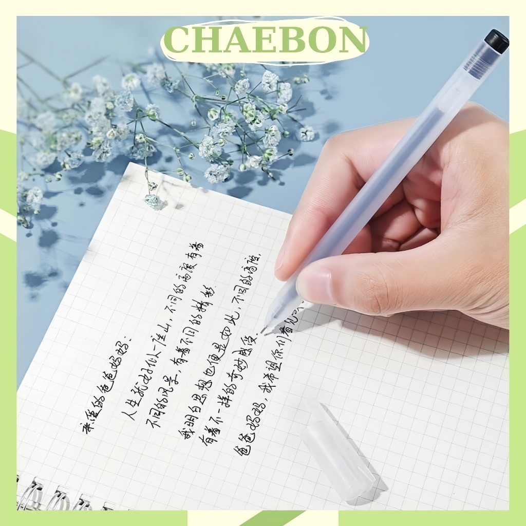 Bút gel CHAEBON bút bi nước văn phòng khô nhanh viết trơn đều nét 3 màu xanh đen đỏ ngòi 0.5mm B01
