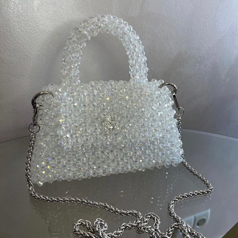 ( Có Sẵn ) Túi Pha Lê Đá Bling Bling Đi Tiệc Dáng Túi Balenciaga Màu trắng ít cừ