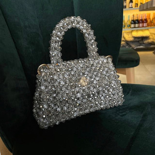 Túi pha lê đá bling bling dáng túi Balenciaga màu xám khói