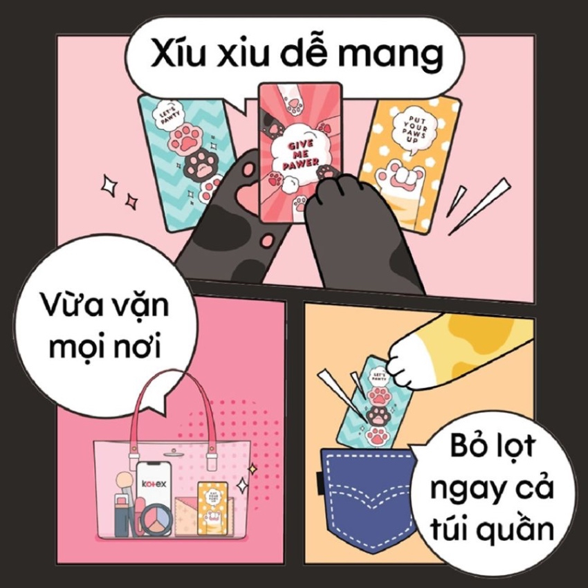 Kotex Minimeow siêu mỏng có cánh - 8 miếng_24cm