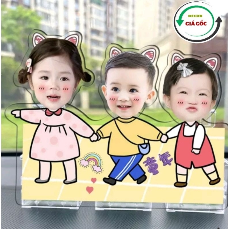 Mô hình standee lắc đầu 3 người, in theo yêu cầu dùng để trang trí oto, nhà ở giá rẻ