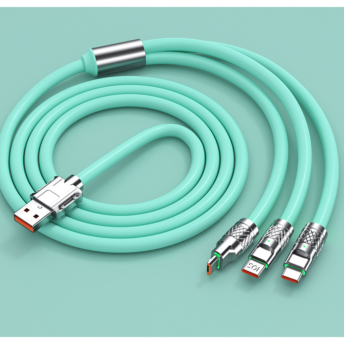 Dây sạc nhanh 3 đầu 120w BỌC THÉP cao cấp cho các dòng máy