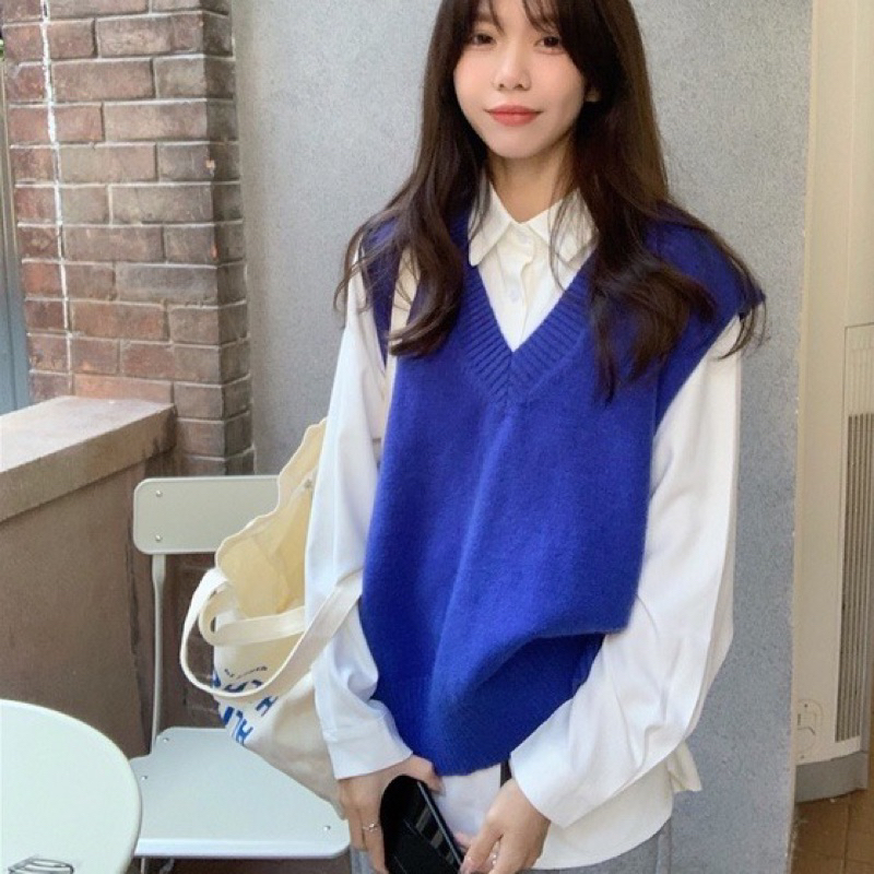 ÁO GILE LEN TRƠN XANH FORM RỘNG