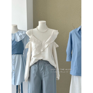 áo trễ vai lụa bèo ngực phong cách Ulzzang Hàn Quốc
