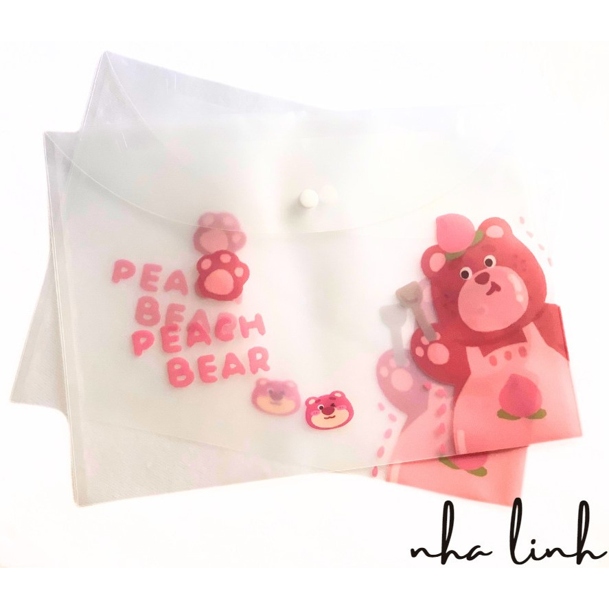 Bìa nút A4 hình gấu trong ,màu siêu xinh dễ thương cho bé