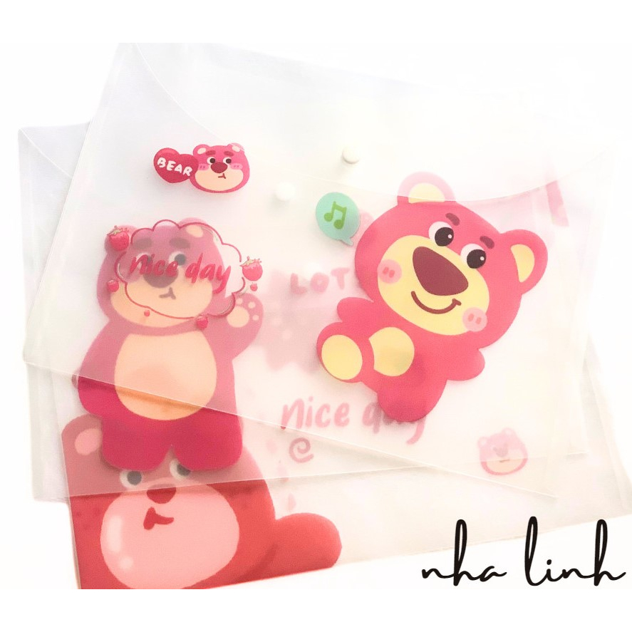 Bìa nút A4 hình gấu trong ,màu siêu xinh dễ thương cho bé