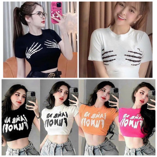 Áo croptop bàn tay xương / chữ - Z7U