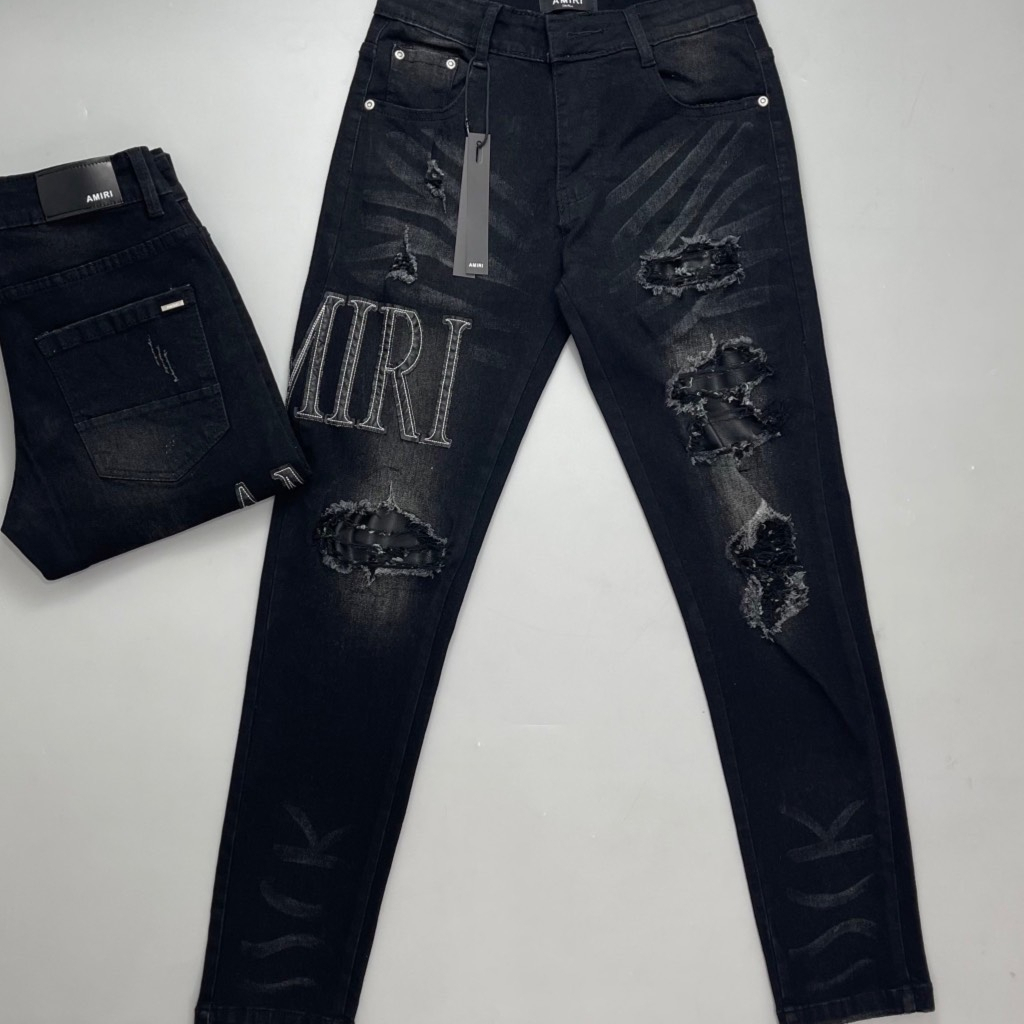 Quần Biker Amiri Nam Pha Rách vá trắngTag Đá Cực Đỉnh