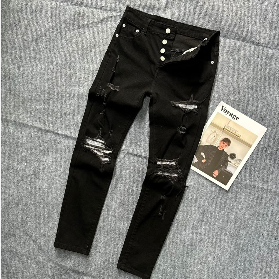 Quần Biker Amiri Nam Pha Rách vá trắngTag Đá Cực Đỉnh