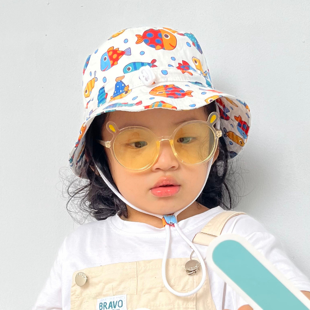 Mũ tai bèo chống nắng họa tiết ngộ nghĩnh vành rộng cho bé 1-14 tuổi, chất COTTON mềm mát phong cách bucket dễ thương