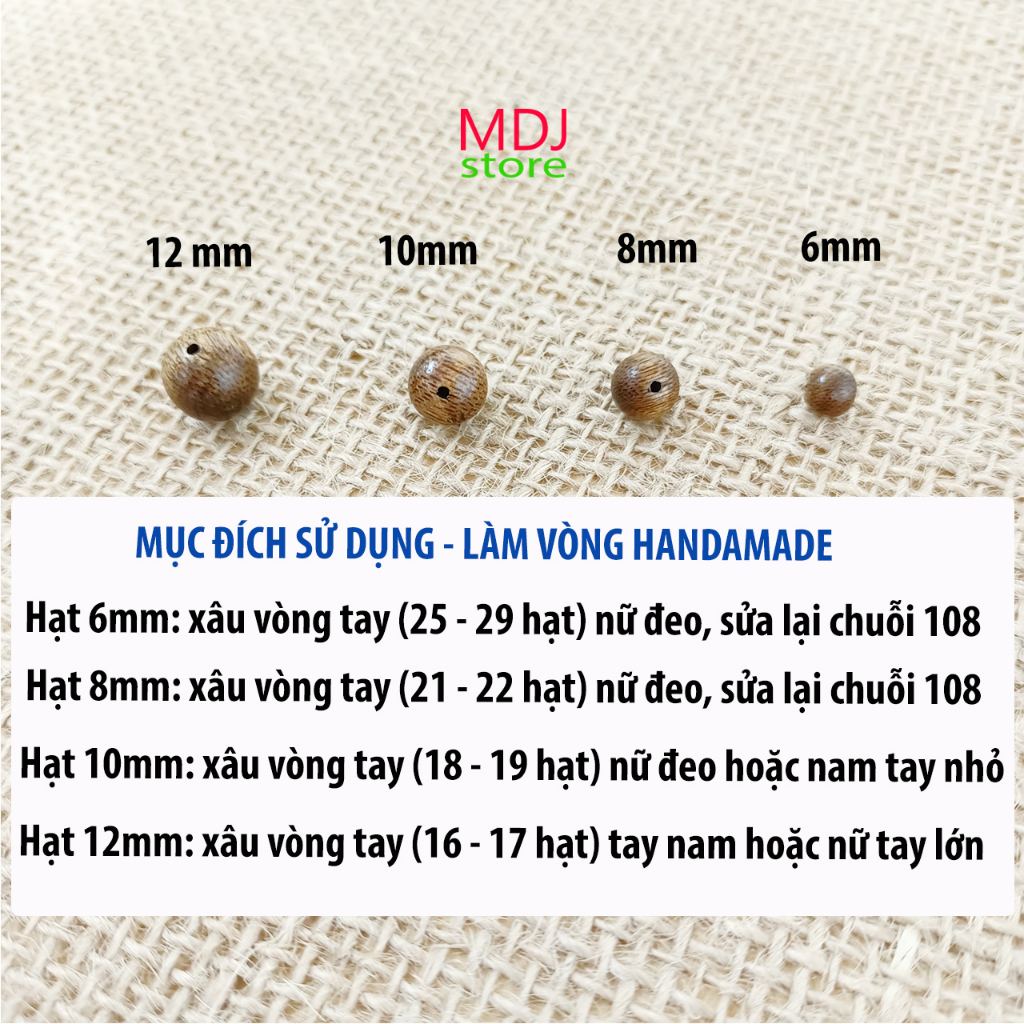 Hạt lẻ Trầm Hương MDJ Tốc Vườn 6 8 10 12mm và dây xâu làm vòng tay sửa chuỗi 108