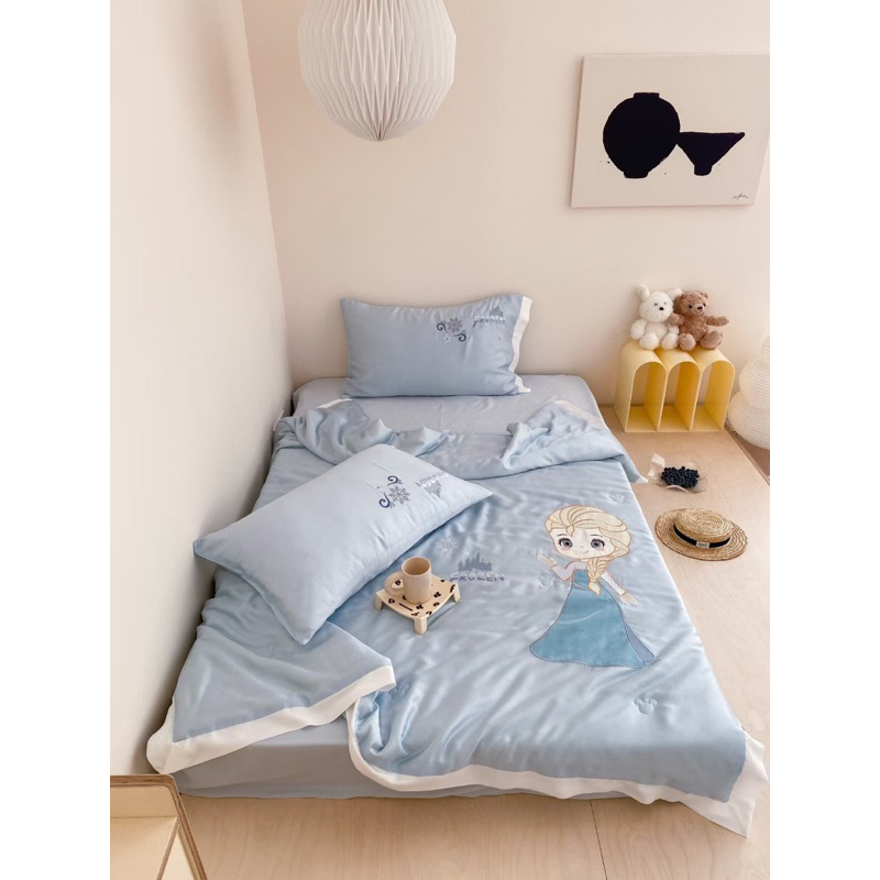 ( Ảnh thật ở cuối ) Set ga tencel disney IGUN BEDDING hoạ tiết thêu bắt mắt mát lạnh cho mùa hè, mềm mịn an toàn cho da