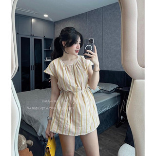 Váy Thô Kẻ Kim Anh Bùi Hot Hit