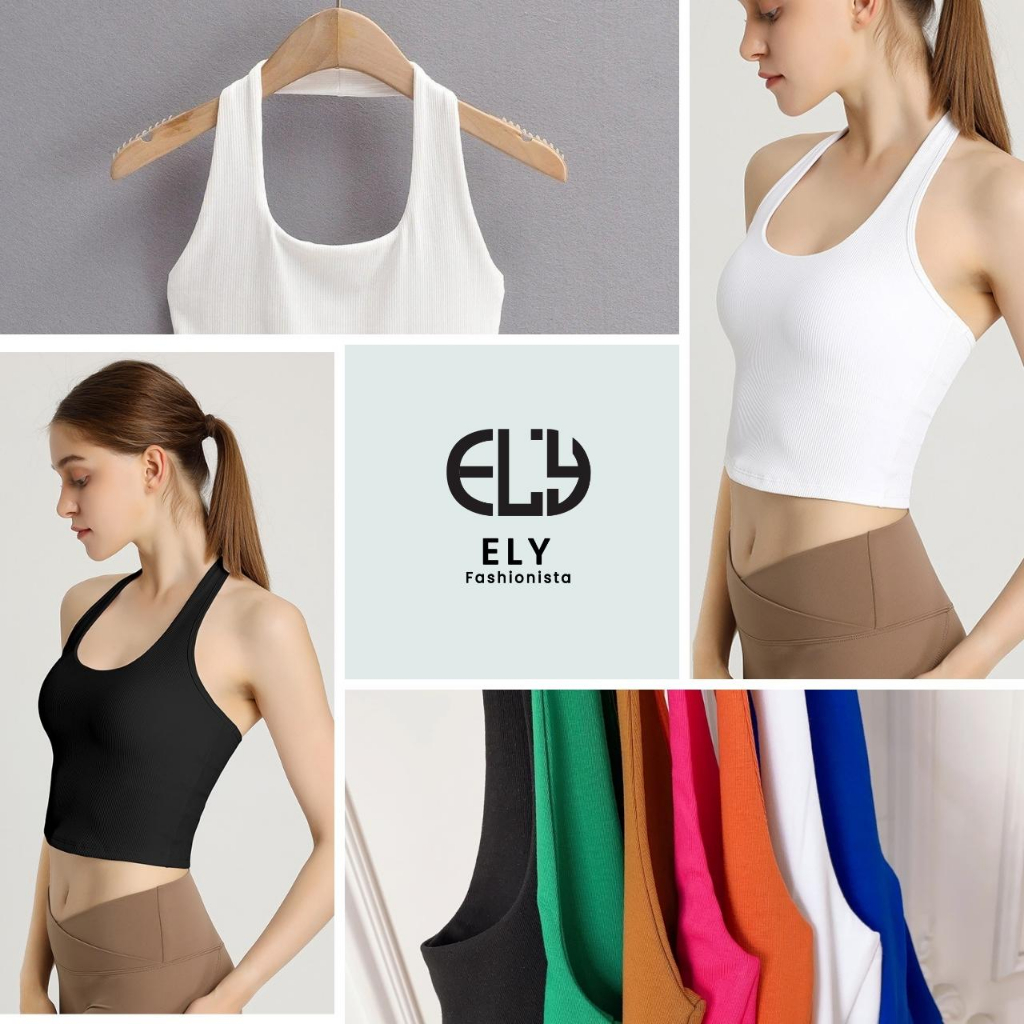 Áo croptop nữ ôm kiểu dáng bra cổ yếm ba lỗ hở lưng hàng đẹp 2 lớp vải cotton borip 4 chiều tập yoga EL274 | BigBuy360 - bigbuy360.vn