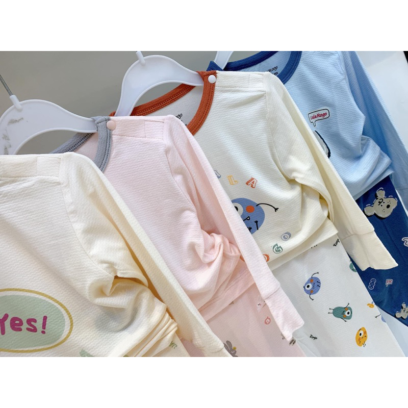 Bộ đồ dài cho bé trai bé gái hãng uala rogo chất modal mềm mại