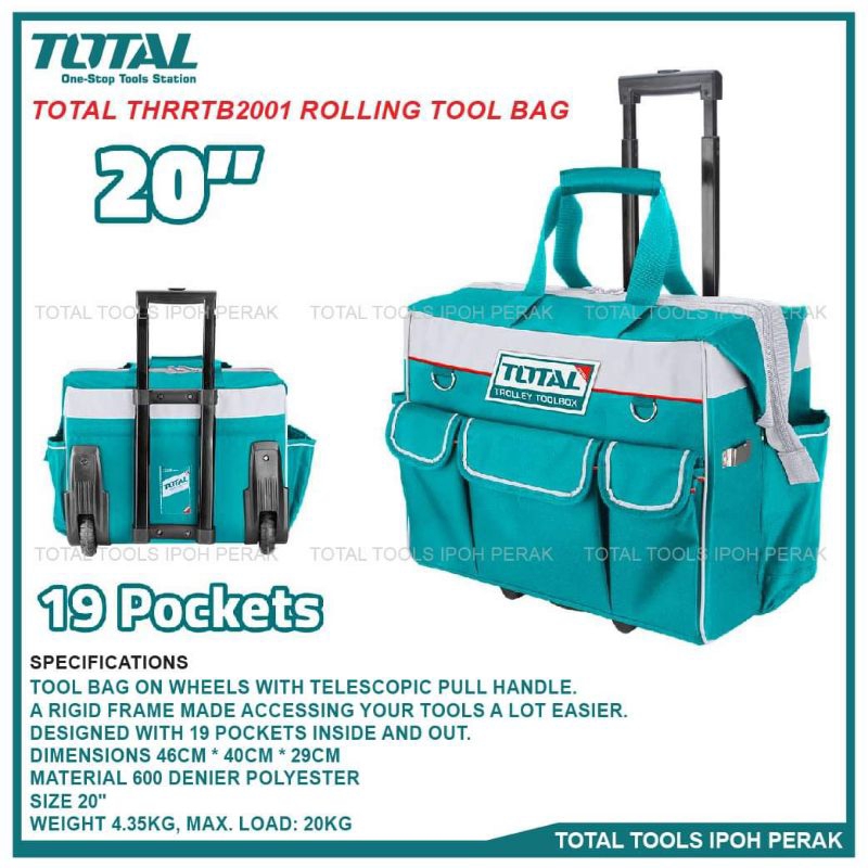 Vali đựng công cụ 20 inch 20Kg 19 ngăn có bánh xe và tay kéo TOTAL THRRTB2001