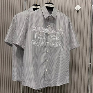 Áo sơ mi burberry london kẻ xám dài tay vải cotton lụa cao cấp