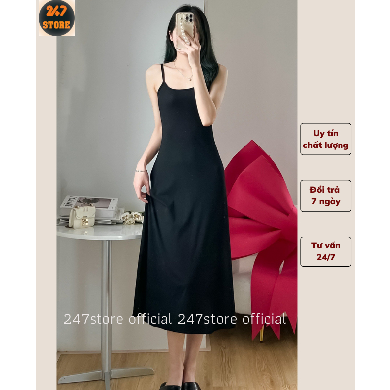Váy hai dây thun co giãn dáng xòe basic 247store-Vay2s200_p4k5