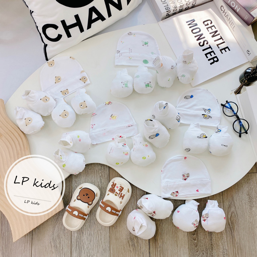 Sét mũ và bao tay bao chân MỀM MỊN 5 MÓN CAO CẤP cực xinh cho bé SM07