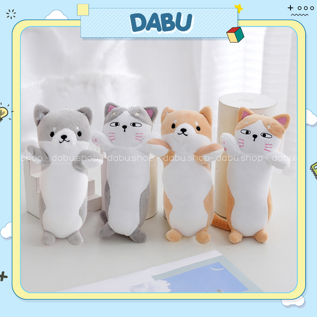 Móc khóa bông DABU hình cún corgi mèo vàng dễ thương 15 cm