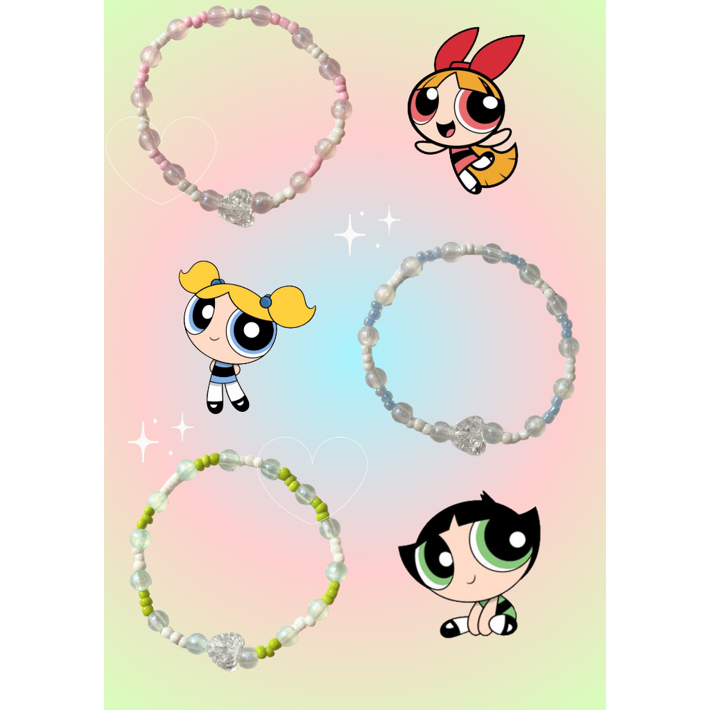 Vòng tay hạt cườm hoạt hình powerpuff girls _bydorallday