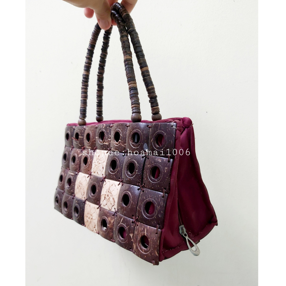 Túi xách đeo chéo, giỏ xách, bóp, ví cầm tay nữ từ gáo dừa tự nhiên làm quà tặng, trang trí decor, chụp ảnh