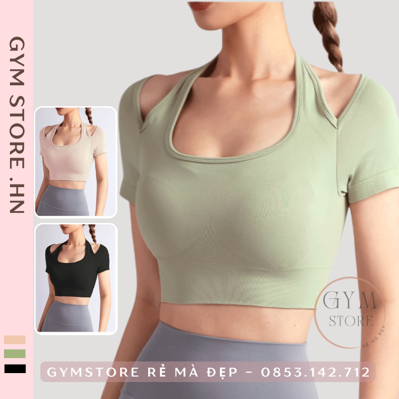Áo Tập Gym Ôm Body❤️CÓ MÚT❤️Thể Thao Nữ Thun Dệt Co Giãn Mềm Mịn Thoáng Mát Tôn Dáng 6675