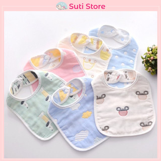Yếm xô sợi tre, yếm vuông chữ U cúc bấm cho bé