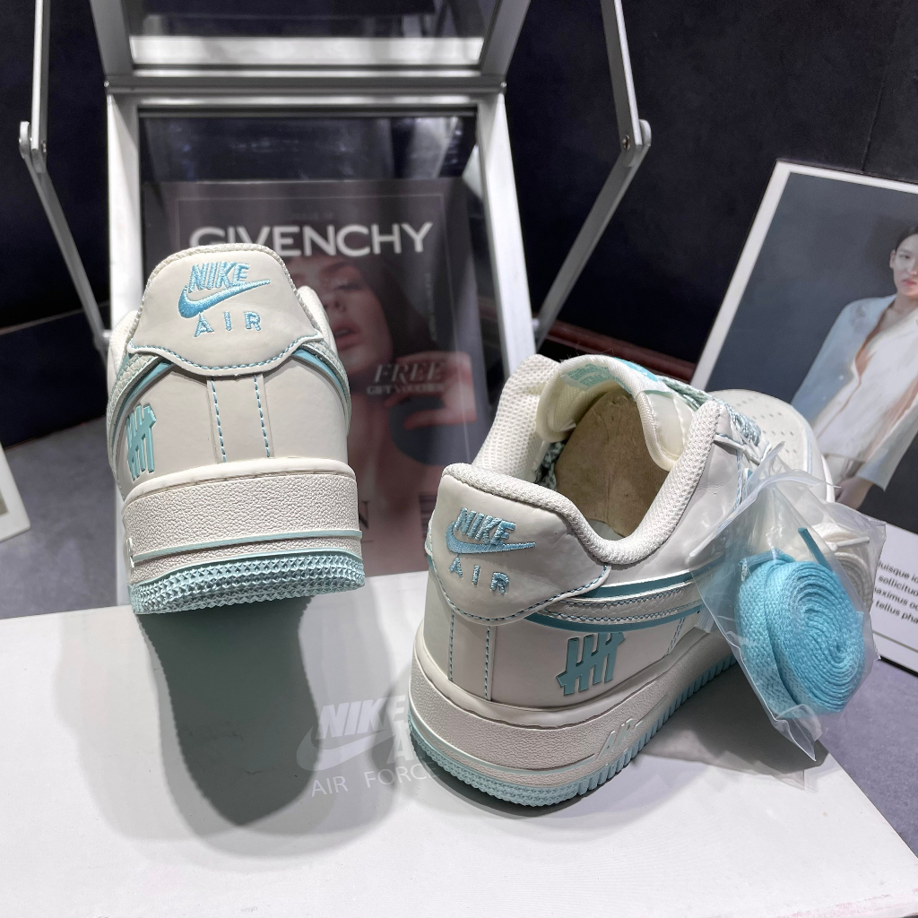 Giày thể thao af1 phản quang, giày af1 màu kem vach xanh dương custon