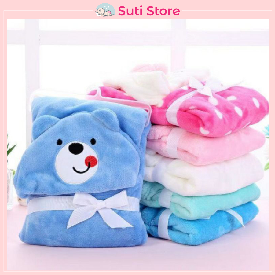 Chăn ủ bé sơ sinh mùa đông có mũ hình thú siêu ấm