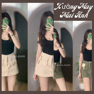  Chân Váy KaKi Túi Hộp Nắp Túi Kiểu Mới Chất Kaki Loại 1 mềm mịn Váy Chữ A dáng ôm siêu tôn dáng 