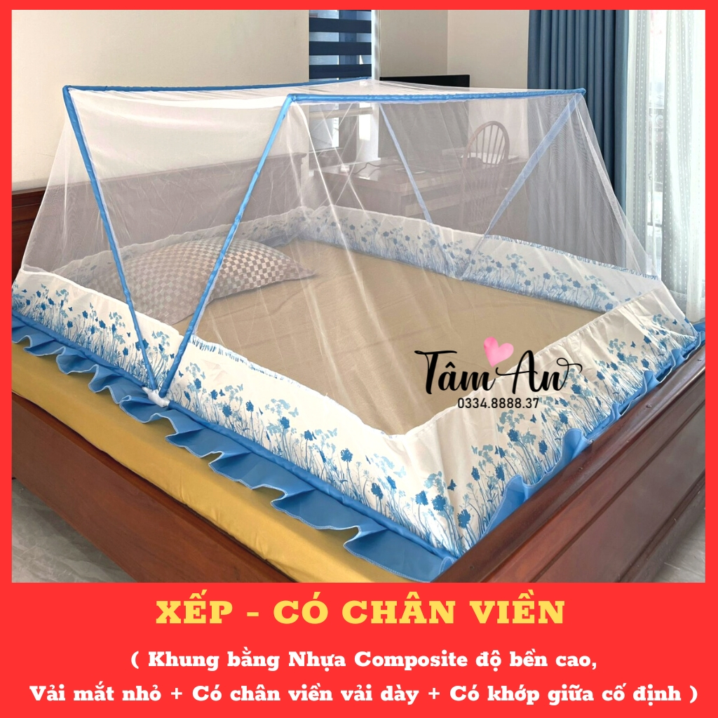 Màn Mùng khung chụp tự bung xếp thông minh gấp gọn cho người lớn chống muỗi TÂM AN trùm kín