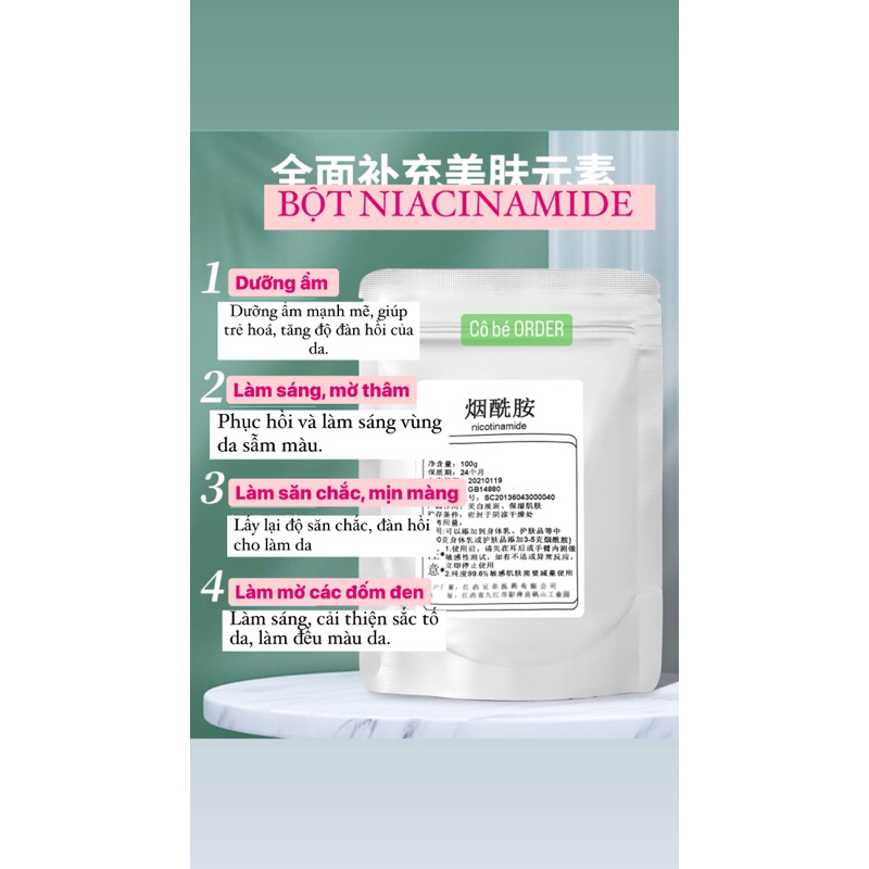 BỘT NIACINAMIDE NÔI ĐỊA TRUNG ( 50g, 100g, 200g, 500g)