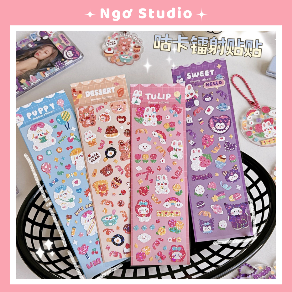 Sticker cute hoạt hình dễ thương miếng dài trang trí ly cốc, bình nước, điện thoại, lap top, sổ sách, làm quà tặng