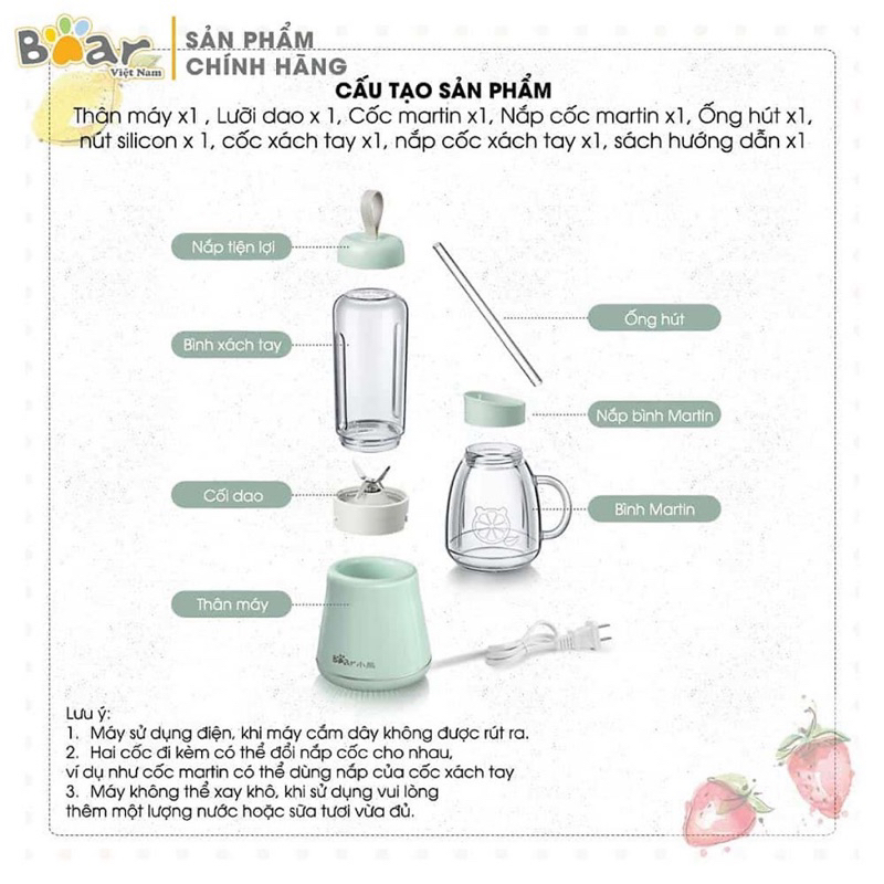 Xả Máy xay cầm tay BEAR ko vỏ  LLJ-D04A1/C04W1