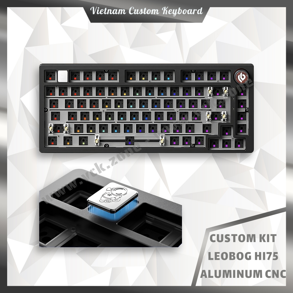 [Sẵn] CUSTOM KIT LEOBOG HI75 | Case Nhôm Giá Rẻ | Gasket Hotswap Full Foam | Type C Bàn Phím Cơ | Gateron Akko | VCK