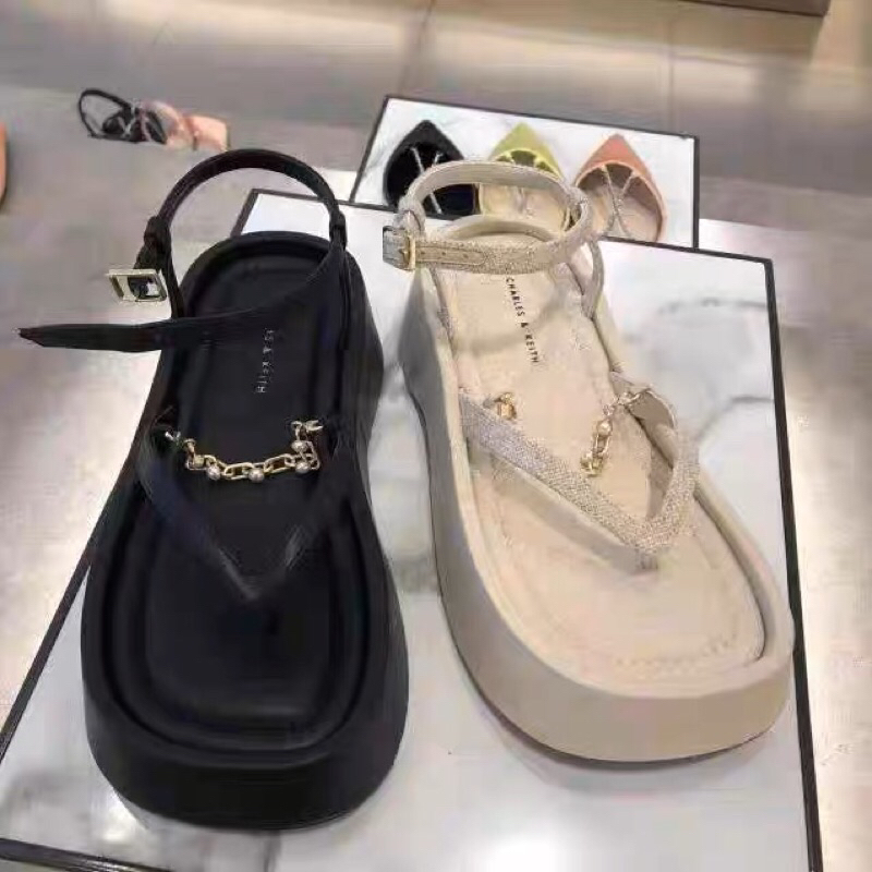 Sandal Cnk đế bánh mì to xỏ ngón phối xích đế cao 5p siêu tôn dáng hàng Fullbox phong cách trẻ trung #2937-1