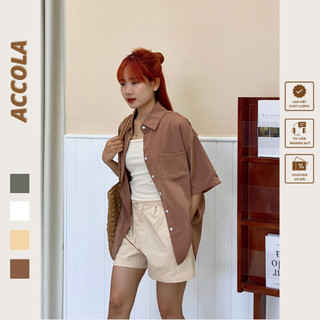 Áo sơ mi cộc tay oversize lụa lạnh S1923 by Accola Made