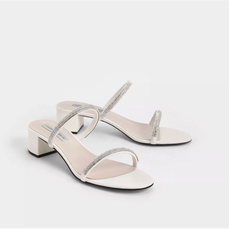 Dép sandal Cnk quai ngang đính đá lấp lánh sang chảnh gót vuông 5p hàng Fullbox phong cách trẻ trung cá tính nữ 2023 G15