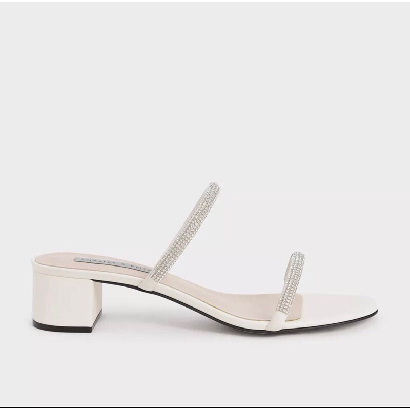 Dép sandal Cnk quai ngang đính đá lấp lánh sang chảnh gót vuông 5p hàng Fullbox phong cách trẻ trung cá tính nữ 2023 G15