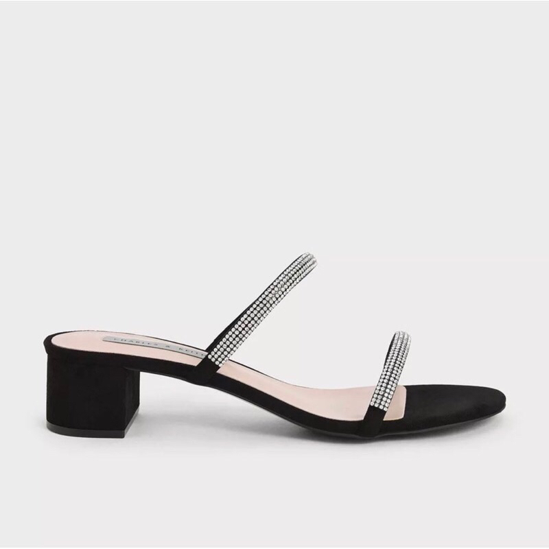 Dép sandal Cnk quai ngang đính đá lấp lánh sang chảnh gót vuông 5p hàng Fullbox phong cách trẻ trung cá tính nữ 2023 G15