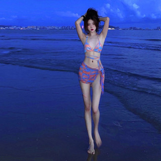 Bikini set 3 món cam xanh