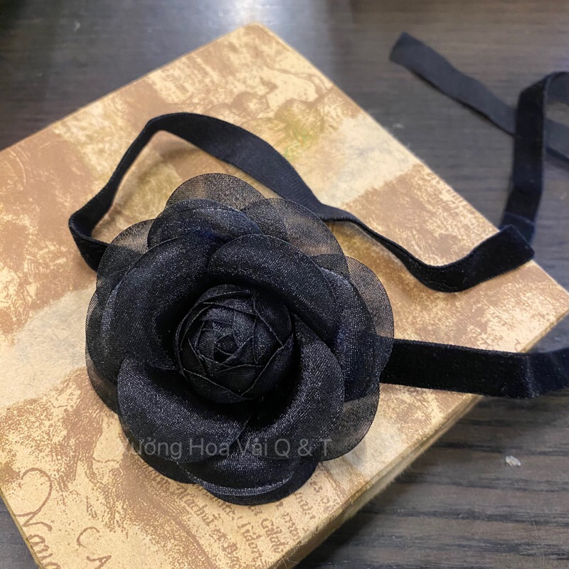 🌸Choker Bông Hồng Đen Bí Ẩn Dây Nhung Dài 1m5 KIÊM BÔNG CÀI ÁO🌸